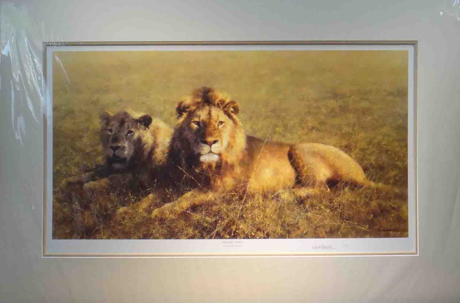 david shepherd signed limited edition print Serengeti friends mounted