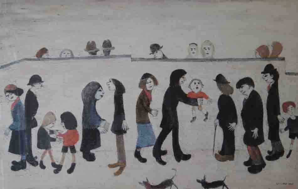 lowry man holding child print