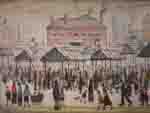 lowry signed prints, market scene in a northern town lowry signed prints, market scene in a northern town