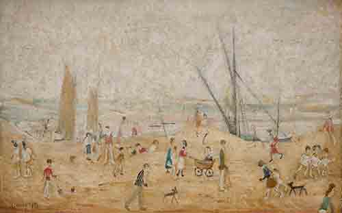 lowry figures on a beach original drawing