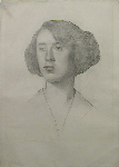 lowry original girl with bouffant hair drawing