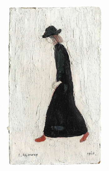 lowry girl with red shoes original painting