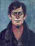lowry painting original head of a man with red eyes
