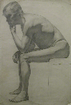 lowry original seated nude drawing
