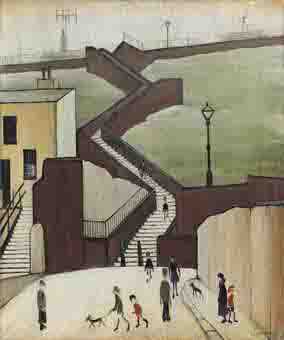 lowry town steps Maryport original painting