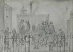 lowry, original, waiting for the newspapers, drawing