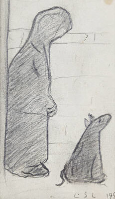 lowry woman and dog original painting