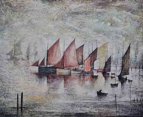 lowry signed prints, sailing boats lowry signed prints, sailing boats