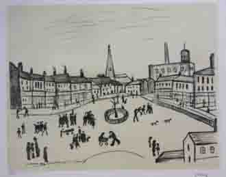 tree in a square lslowry litho