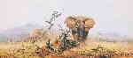 david shepherd elephant and anthill, elephants , signed, limited edition, print