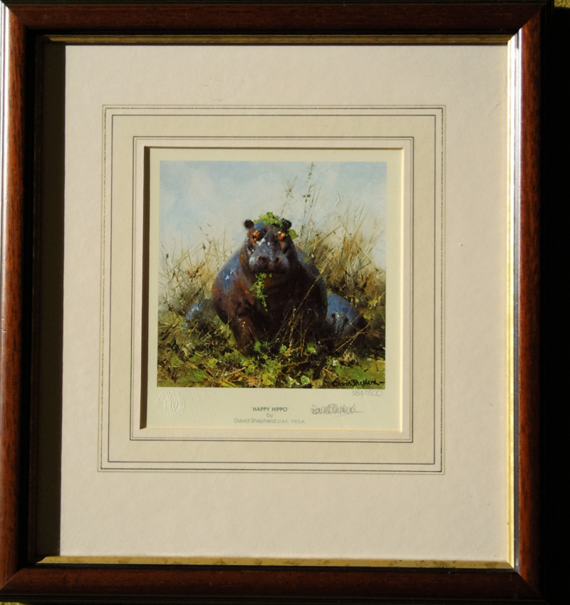 david shepherd happy hippo signed print