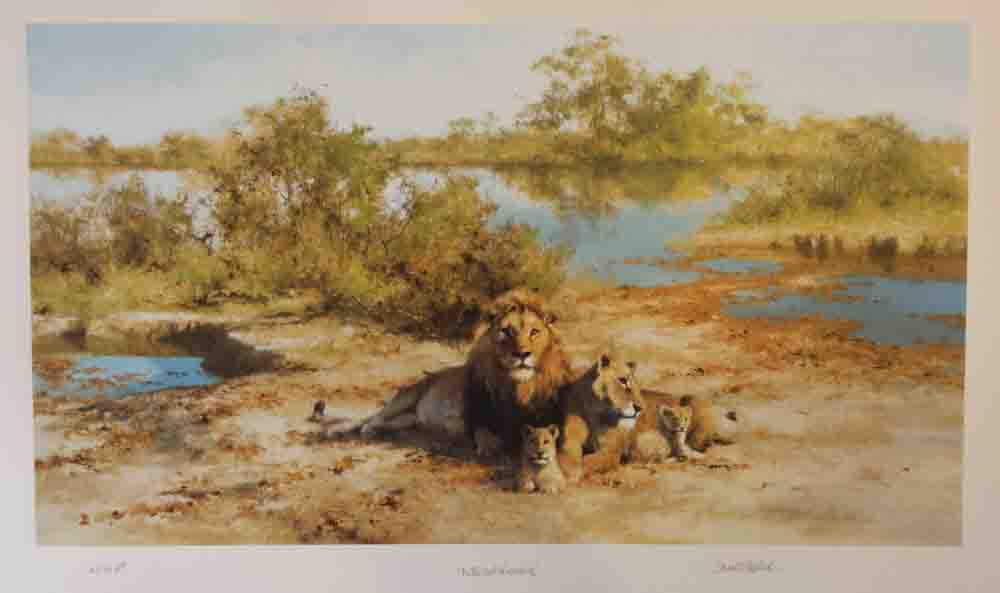 david shepherd in the cool of evening lions silkscreen print
