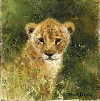david shepherd  lion cub, cameo print