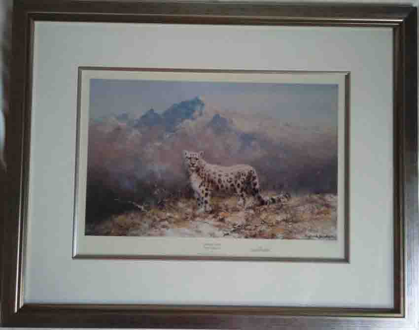 david shepherd  lonely vigil, leopard print framed