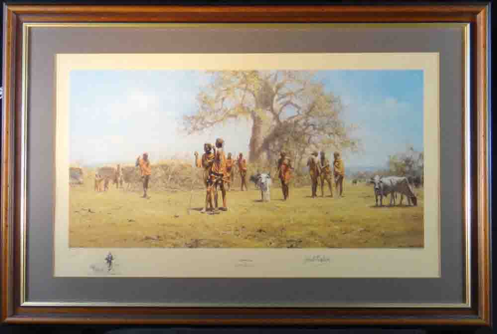 shepherd masai signed print framed