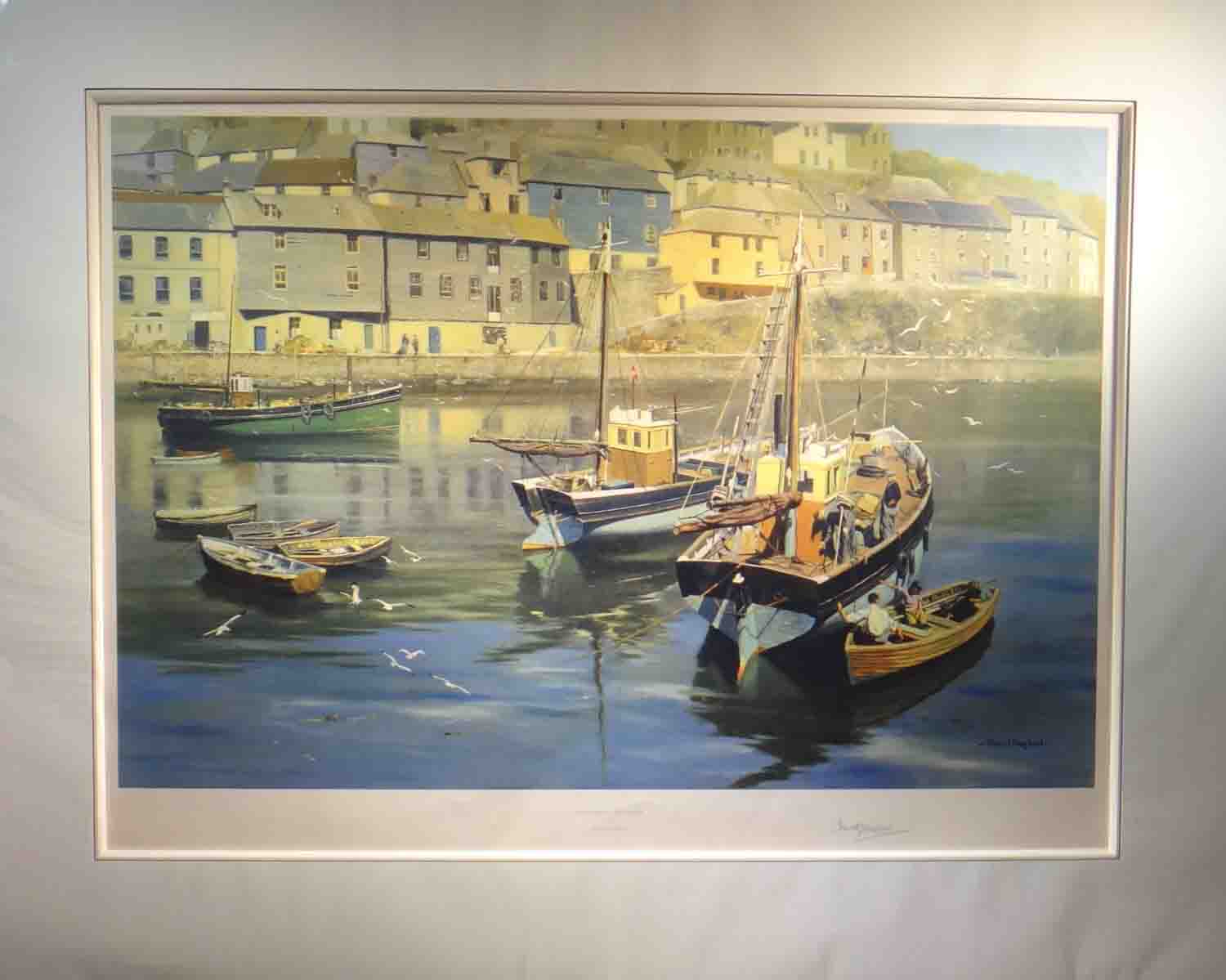 David Shepherd mevagissey, harbour, cornwall, England print