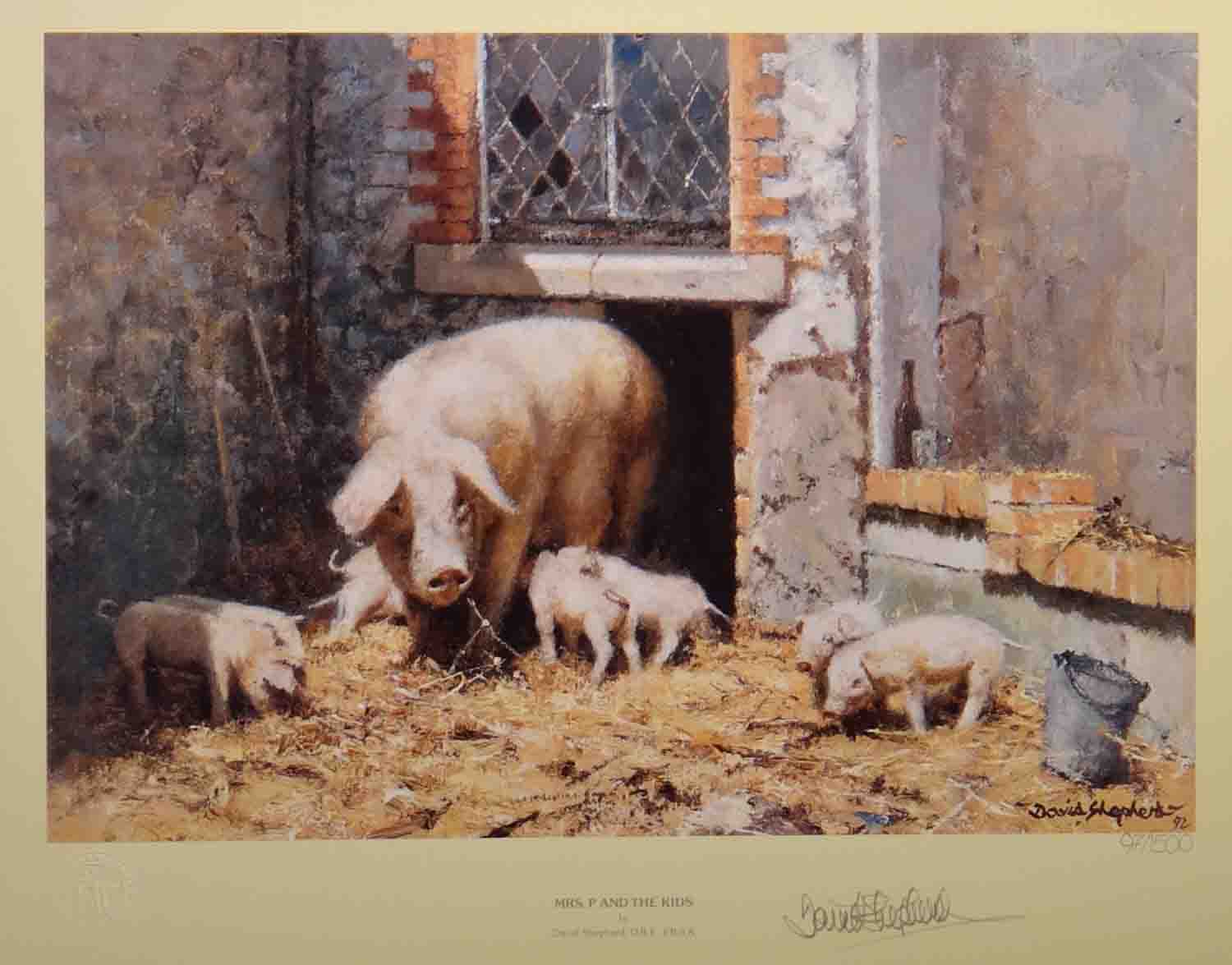 david shepherd, Mrs P and the kids, print