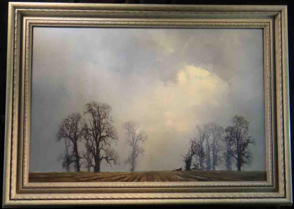 david shepherd  landscape oak painting framed