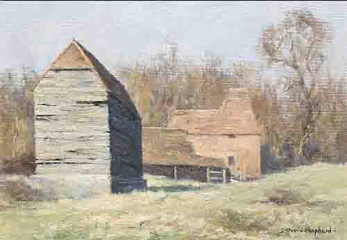 david shepherd landscape with farm buildings