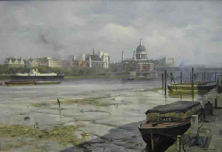 david shepherd smokey thames, painting david shepherd smokey thames, painting
