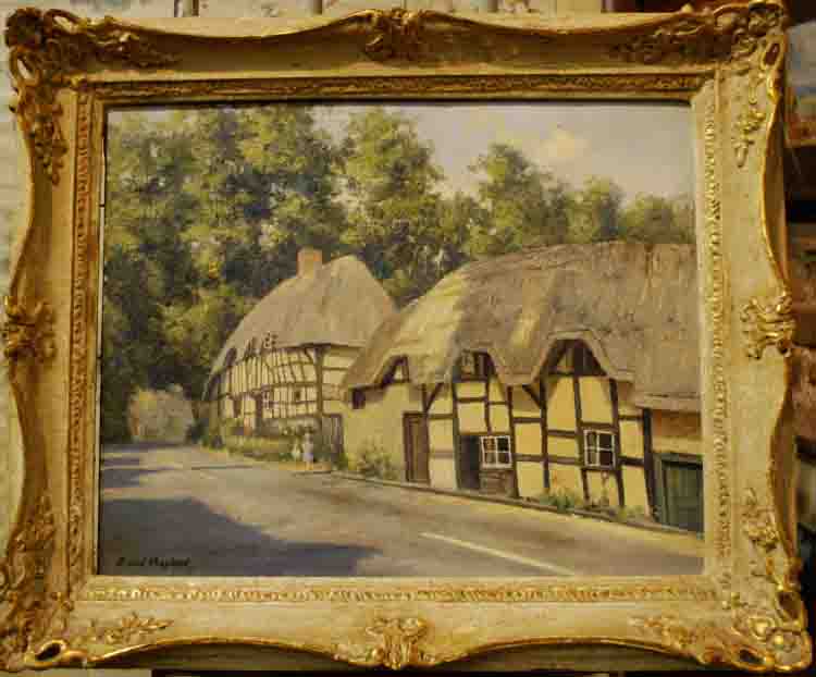 david shepherd thatched cottages original painting framed