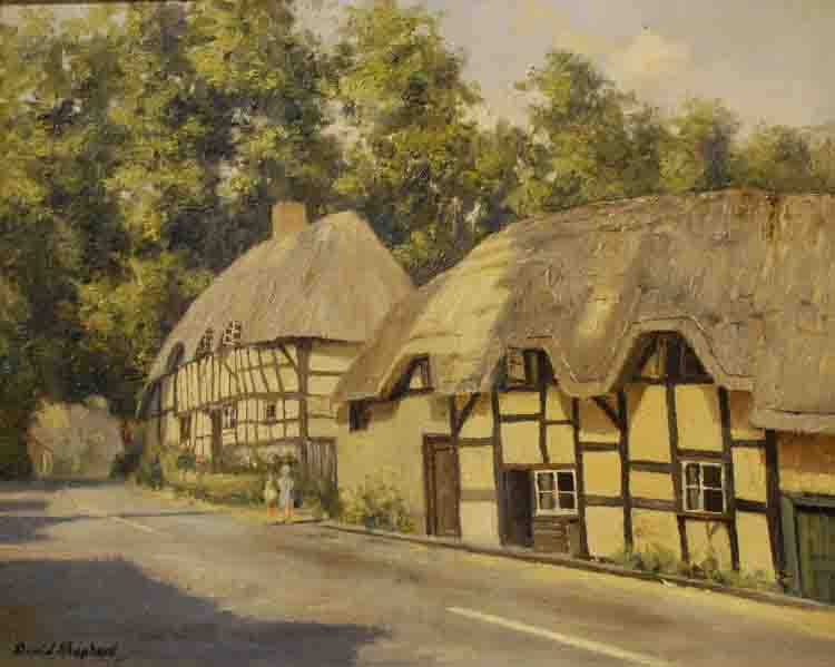 david shepherd thatched cottages original painting