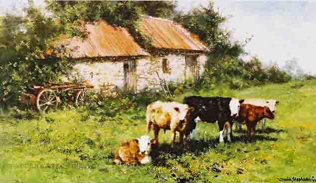 david shepherd  orphans, cows, cattle print