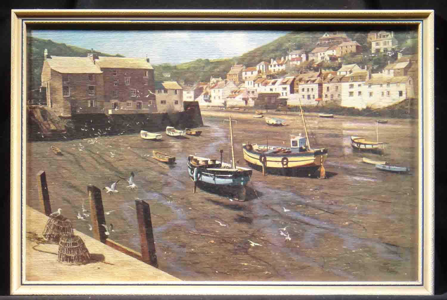 David Shepherd polperro, harbour, cornwall, England print mini