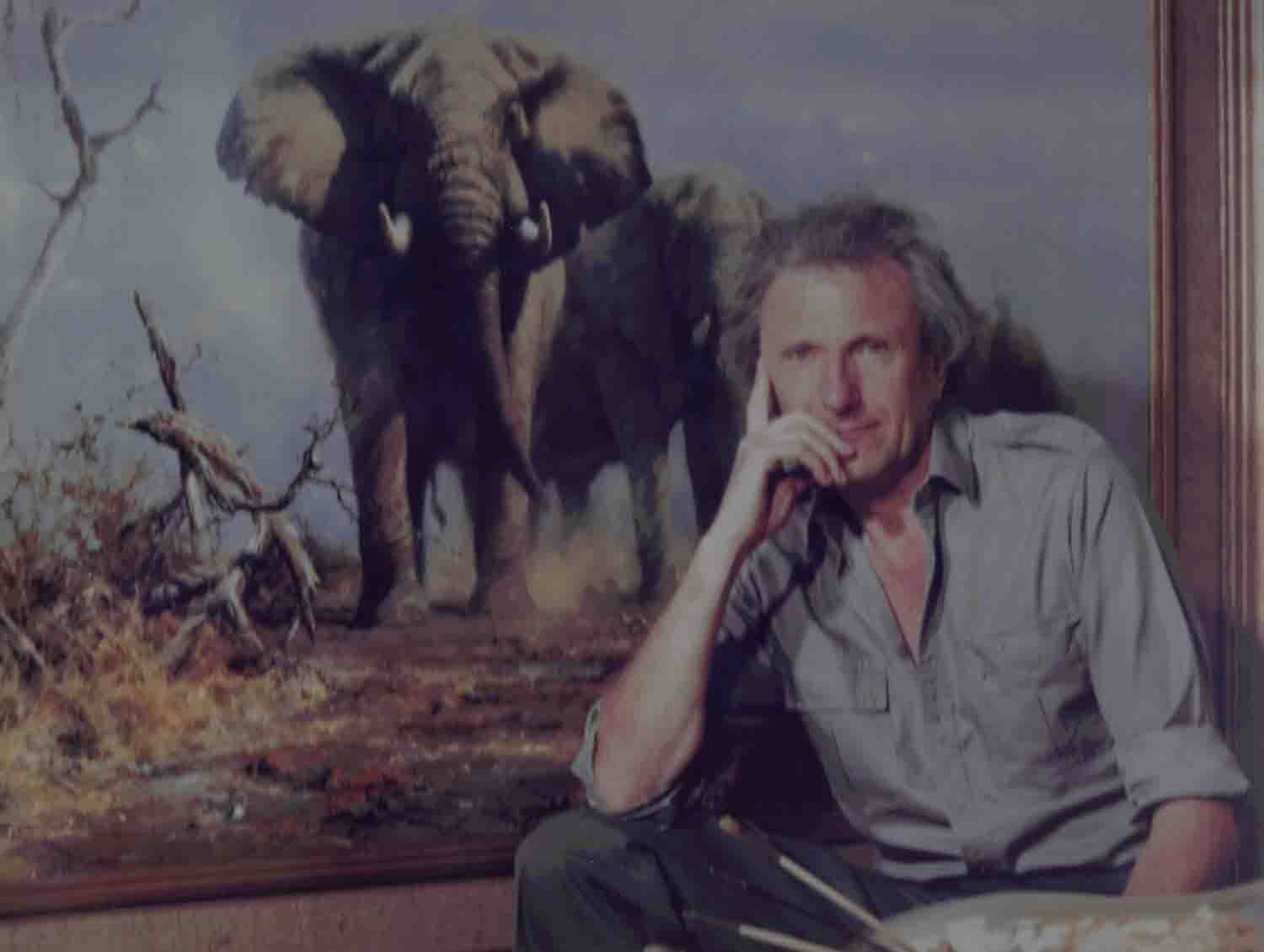 david shepherd painting in his studio