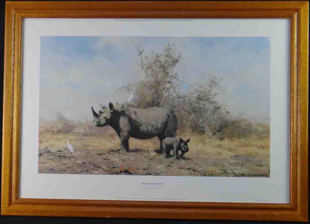 david shepherd  rhinos last stand print framed