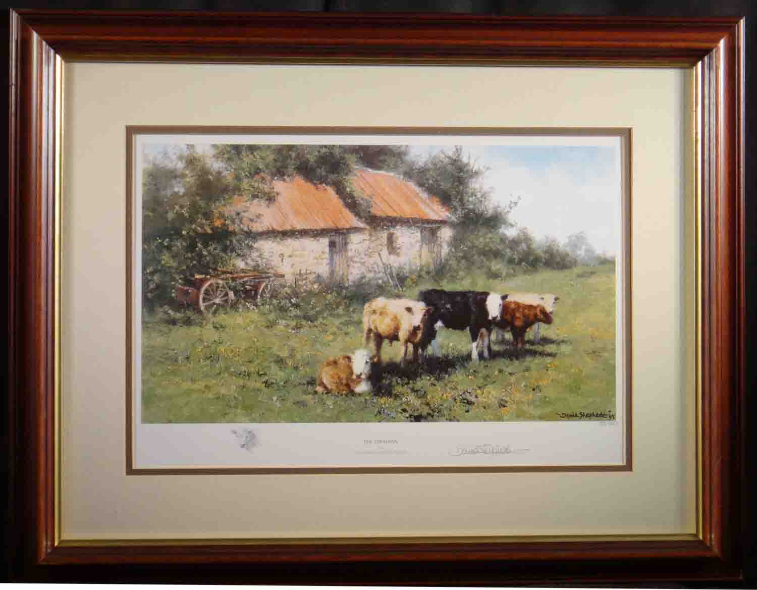 david shepherd  orphans, cows, cattle print framed