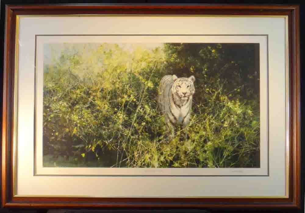 david shepherd  white tiger of Rewa framed