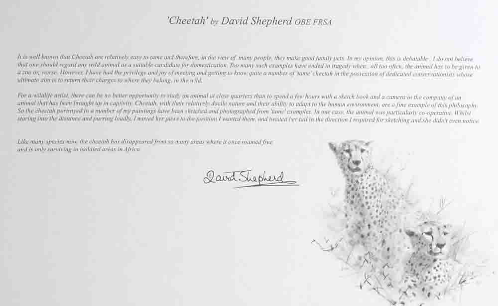 david shepherd wildlife of the world Cheetah, text