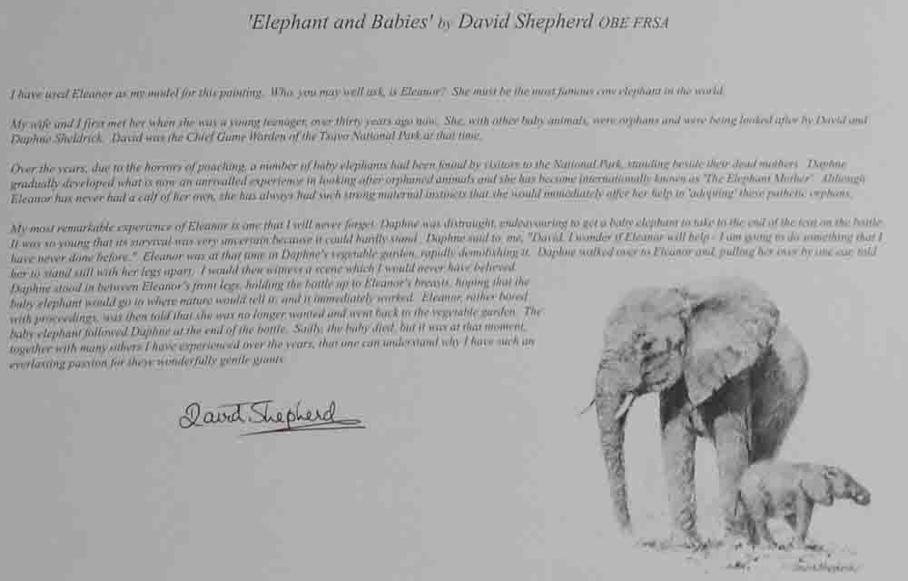 david shepherd wildlife of the world Elephant and babies, text