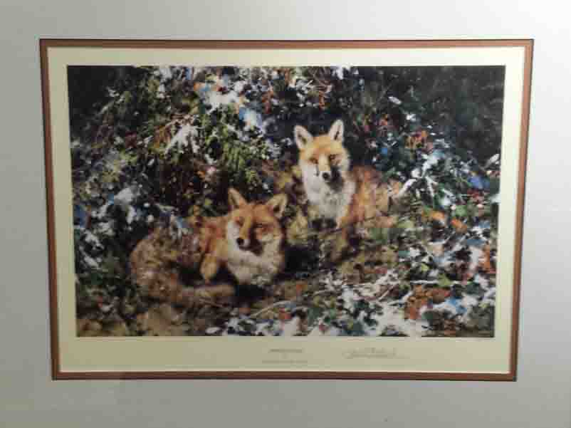 shepherd winter foxes signed print