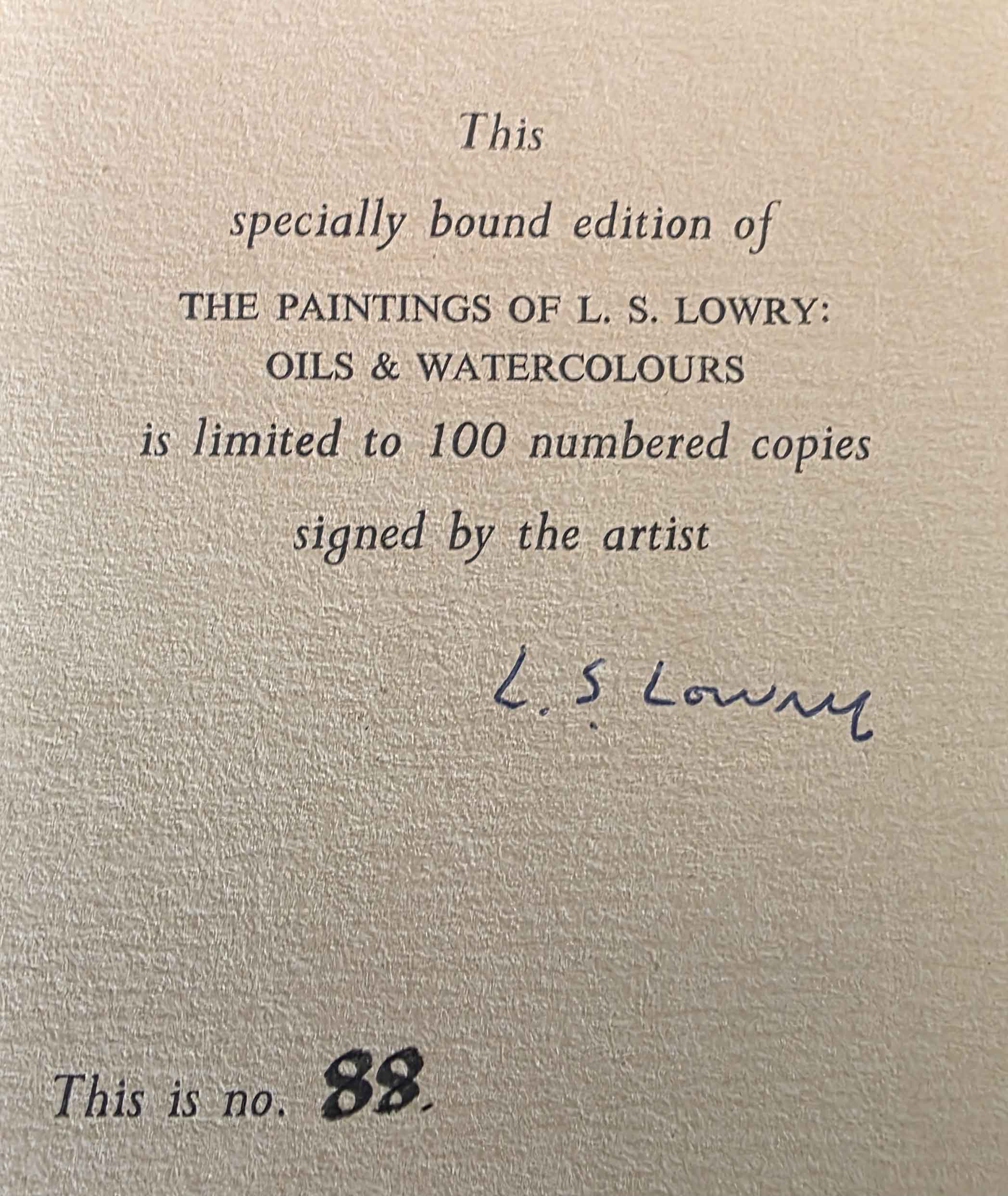 lowry, signed limited edition book, paintings, edition
