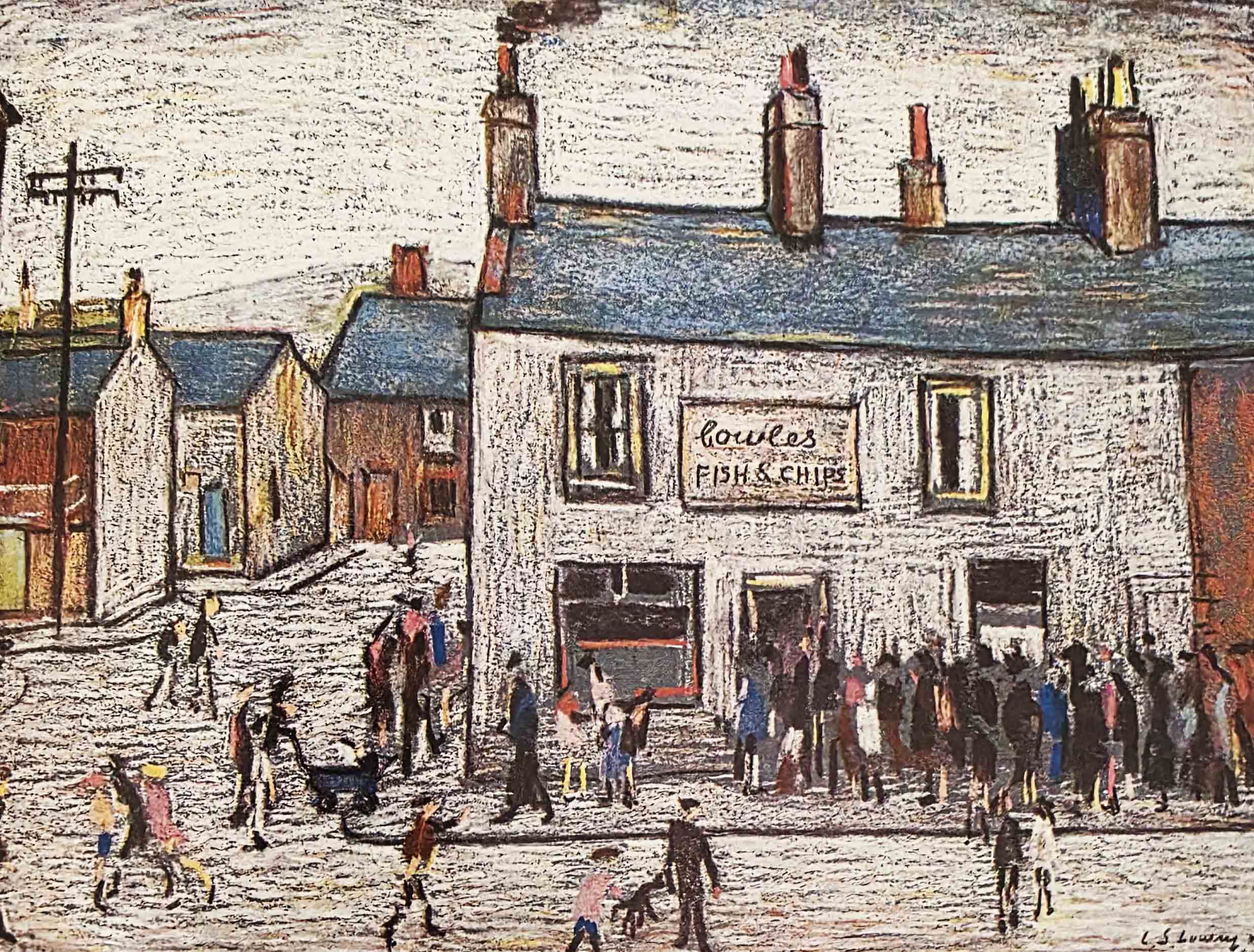 lowry, signed limited edition book, paintings, Fish and Chips