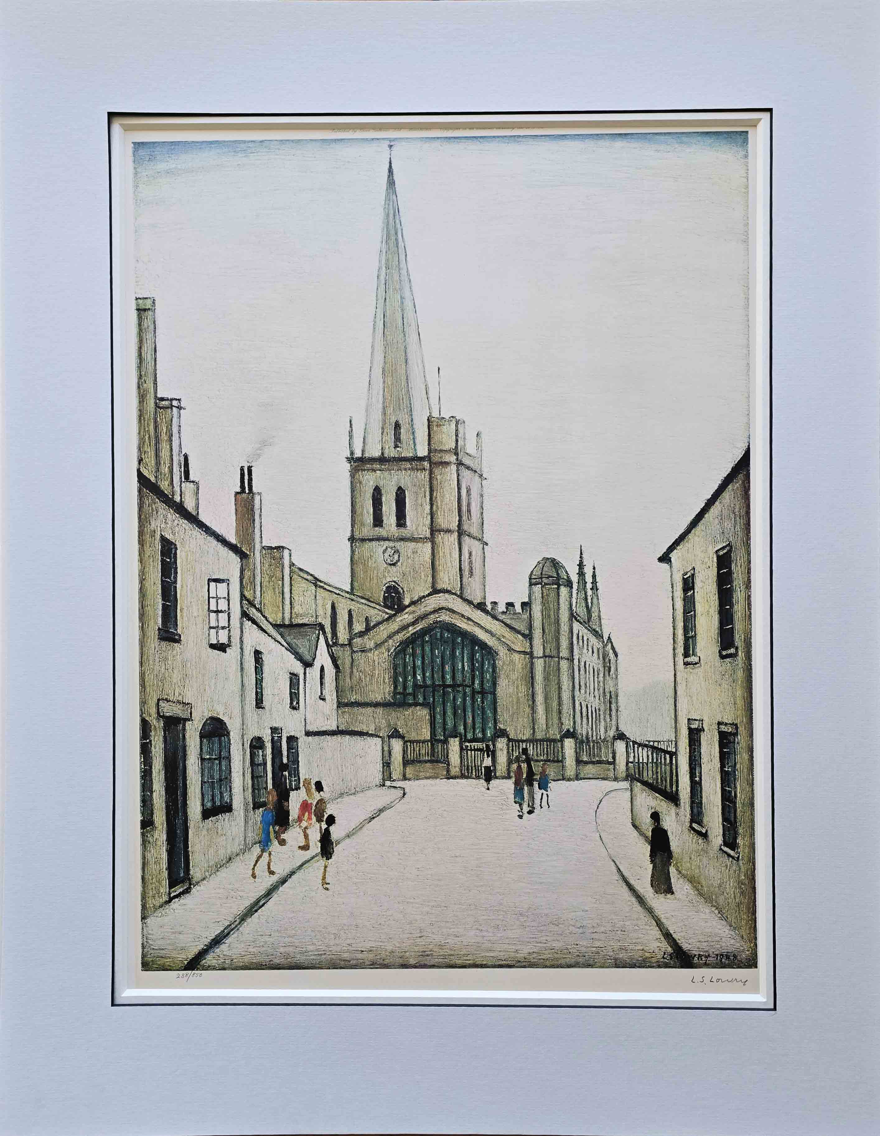 lowry, Burford church, signed print, lslowry