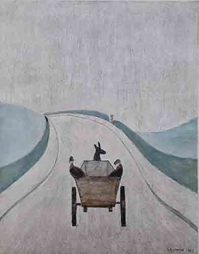 lowry, signed print, the cart