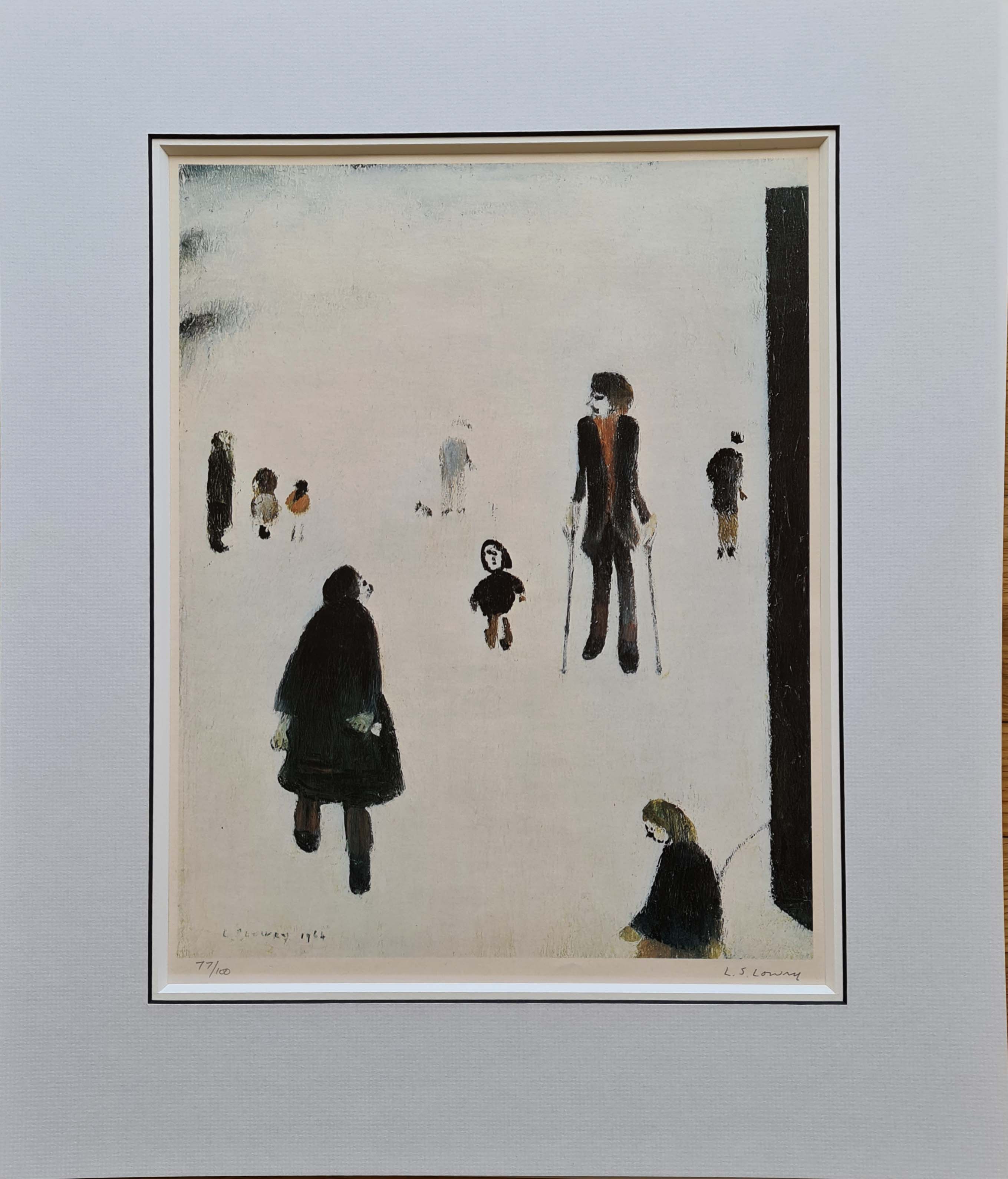lowry, figures in the park, signed print, lslowry