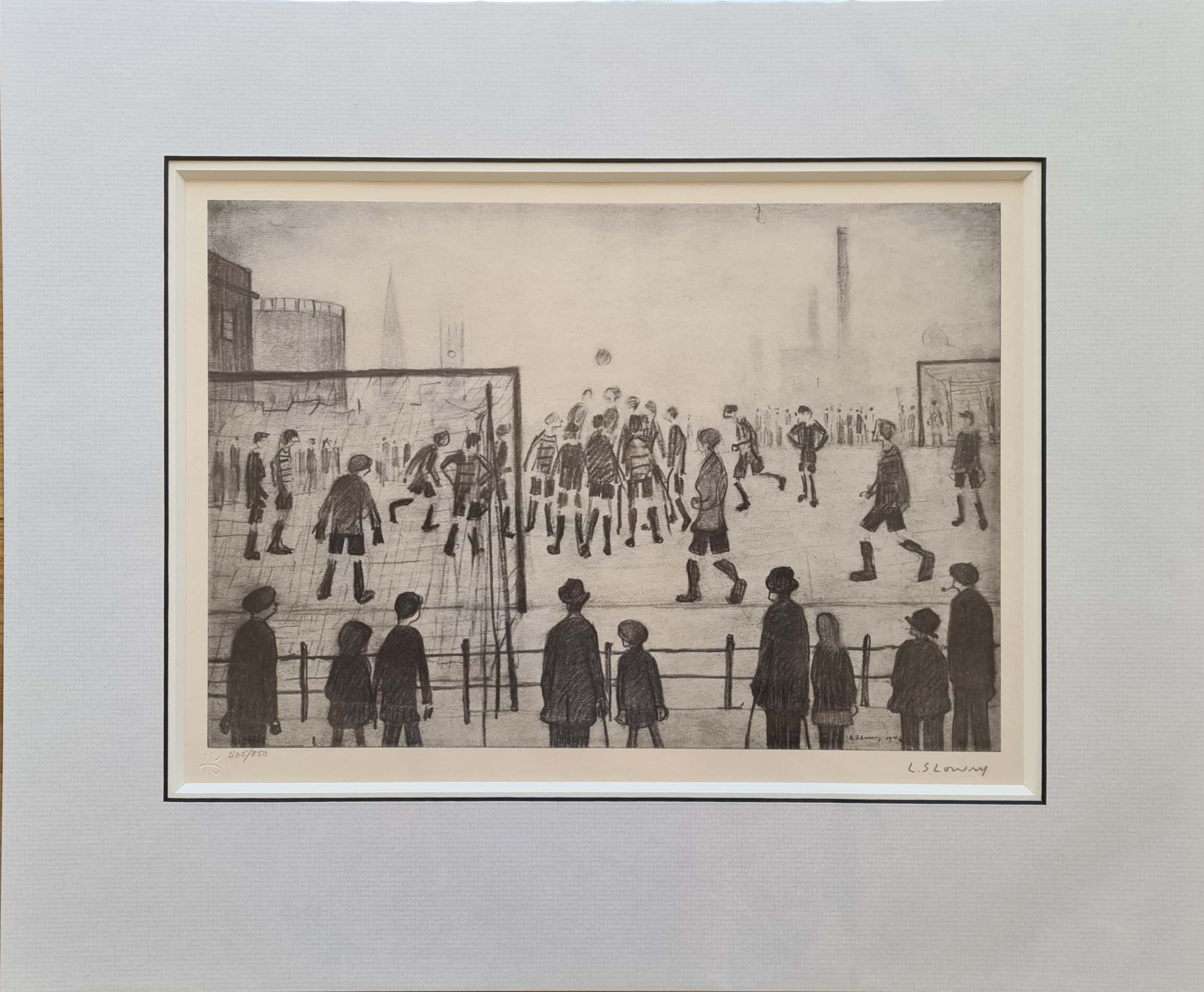 lowry football match print mounted