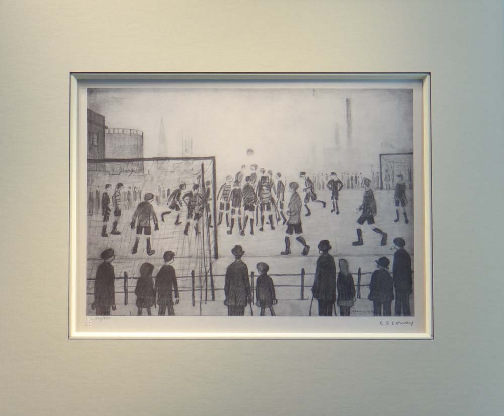 lowry football match print mounted