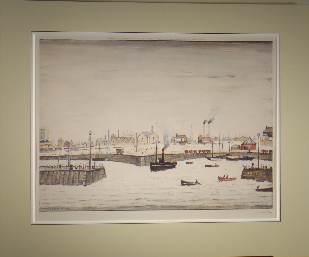 lowry, harbour, signed print lslowry