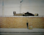 lowry signed prints, man lying on a wall lowry signed prints, man lying on a wall