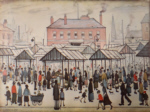 lowry, prints, market scene in a northern town