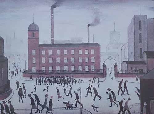 lowry, signed, prints, mill scene