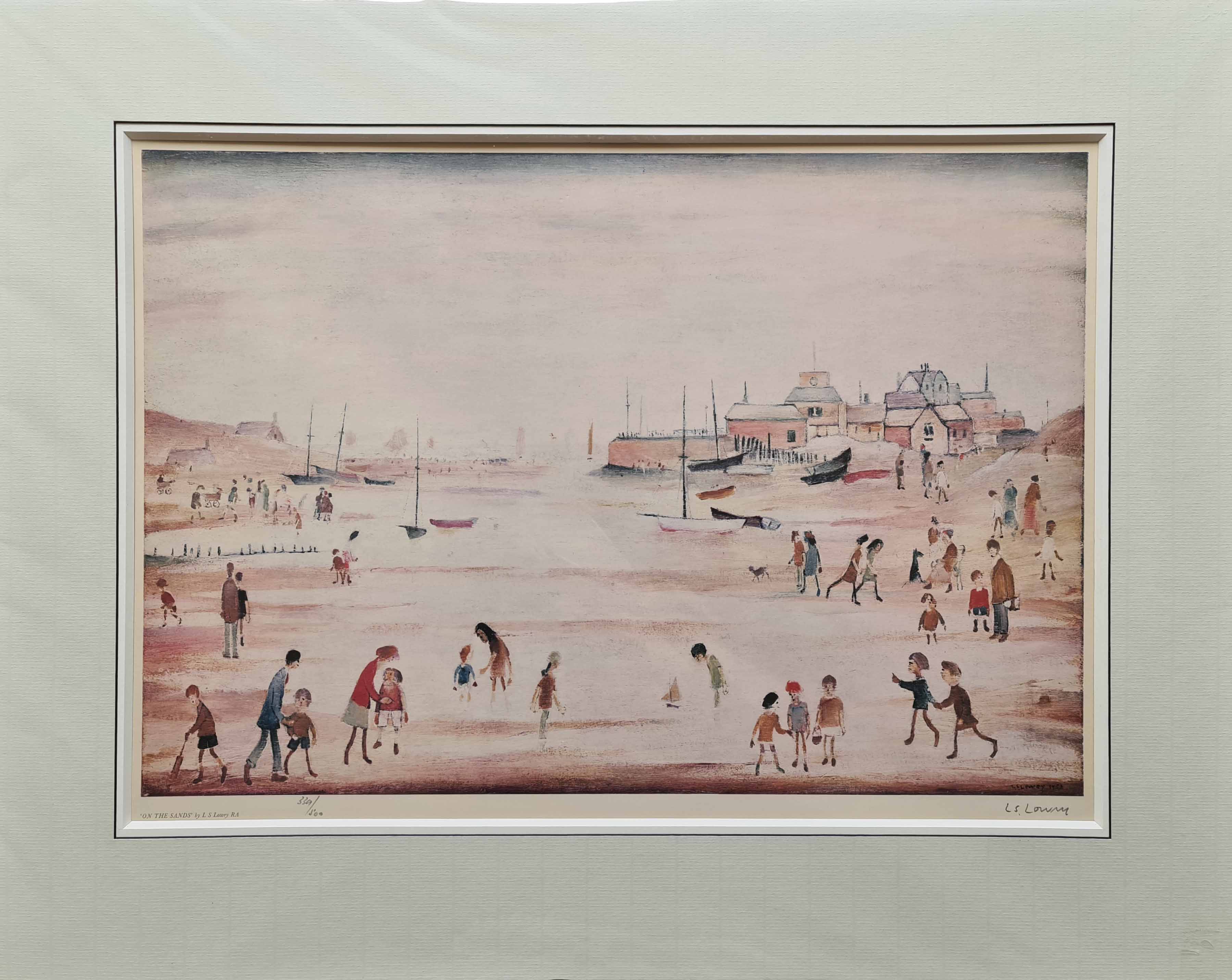 lowry, on the sands, signed print lslowry