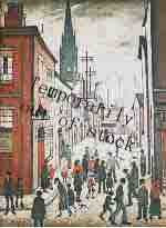 lowry limited edition prints, organ grinder lowry, limited edition print, organ grinder