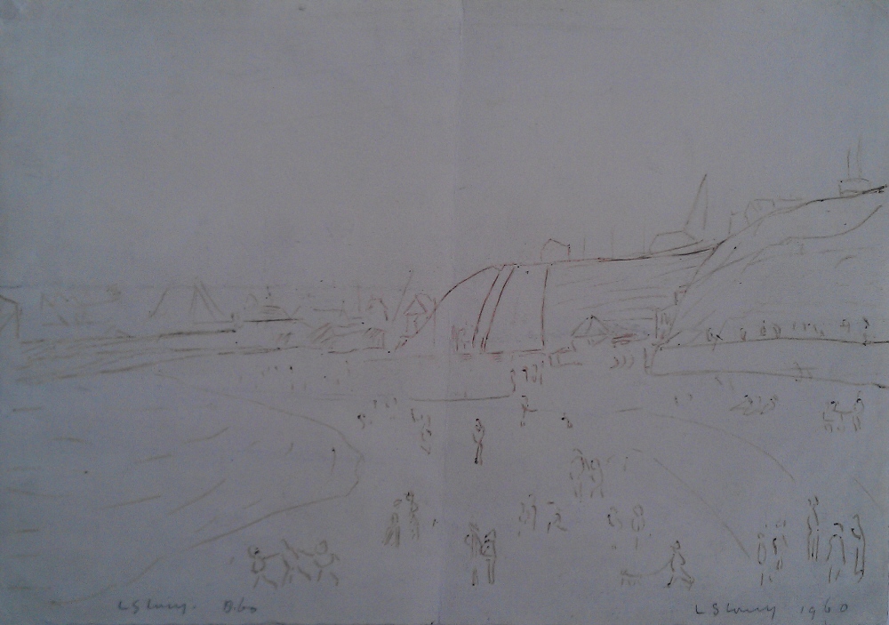lowry figures on a beach original drawing