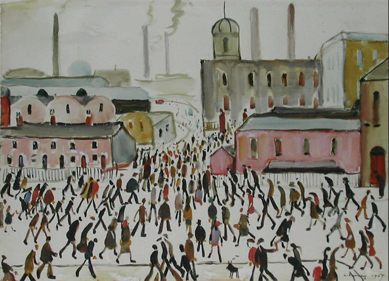 lowry going to work original watercolour